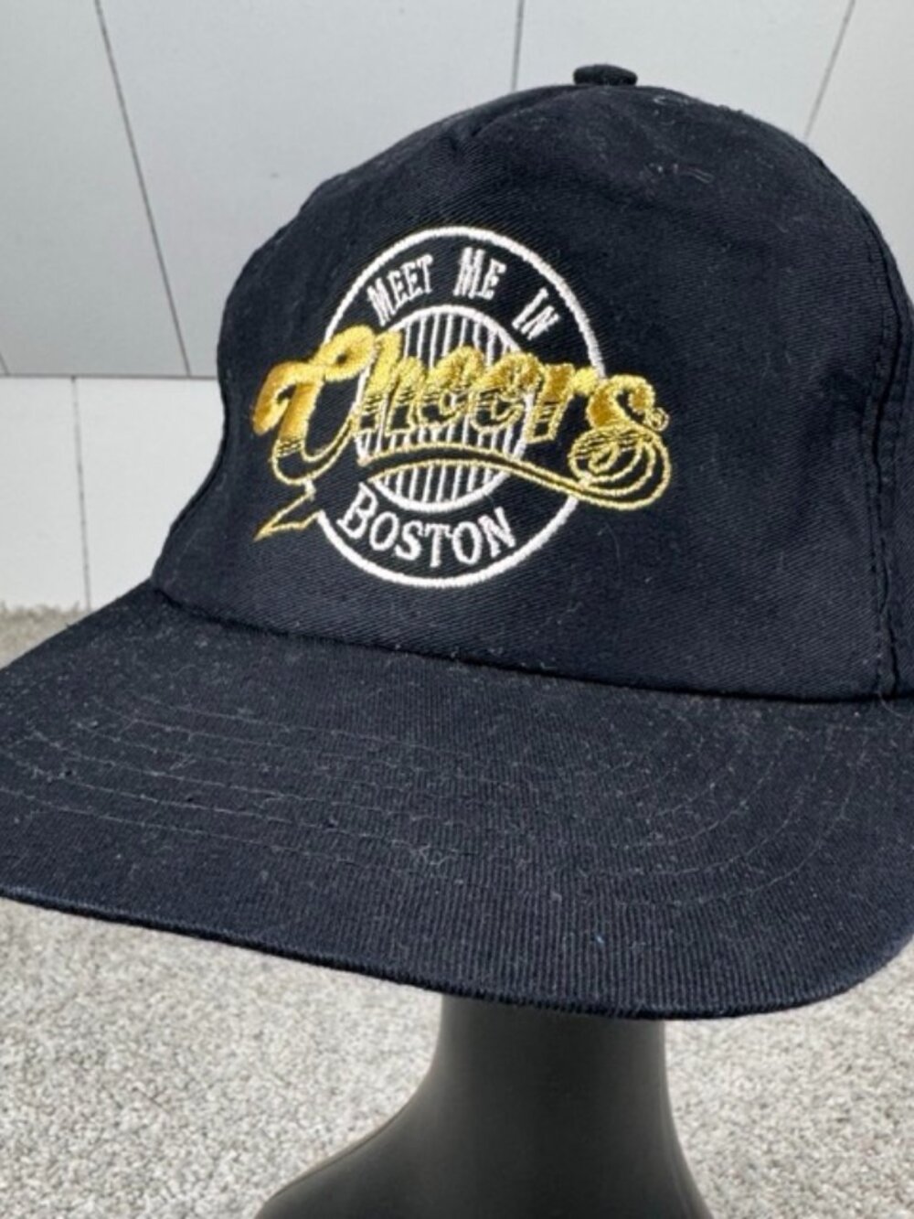 Vintage 80s Cheers Boston TV Show Restaurant Snapback Hat Cap Made USA Black